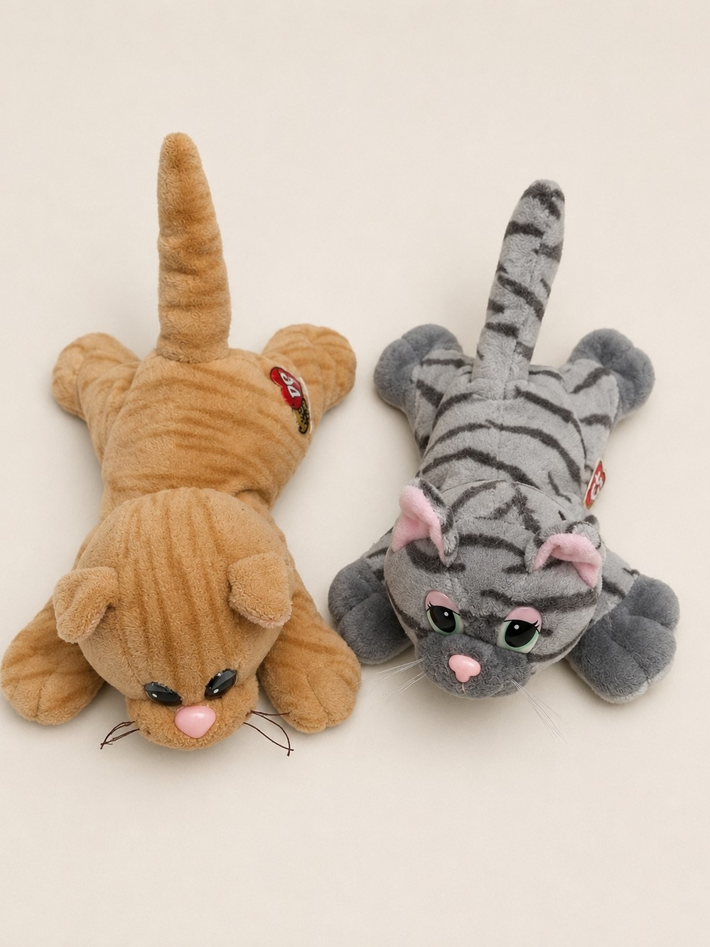 Vintage Tonka Pound Puppies Pound Purries Cat Plush Lot 2 Tan Gray Tabby 80s Kid